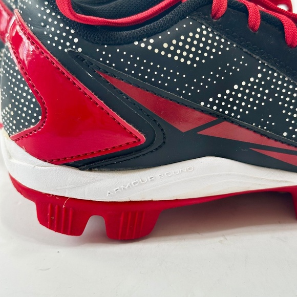Under Armour Boys Baseball Cleats Size 2 Youth Black White Red Lace Up - Picture 8 of 12